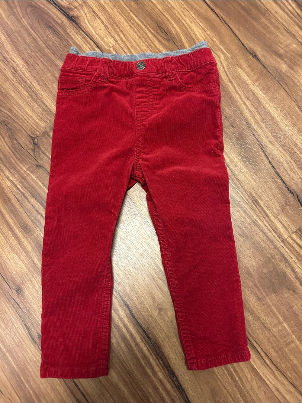 Kids Red Corduroy Pull-On Pants